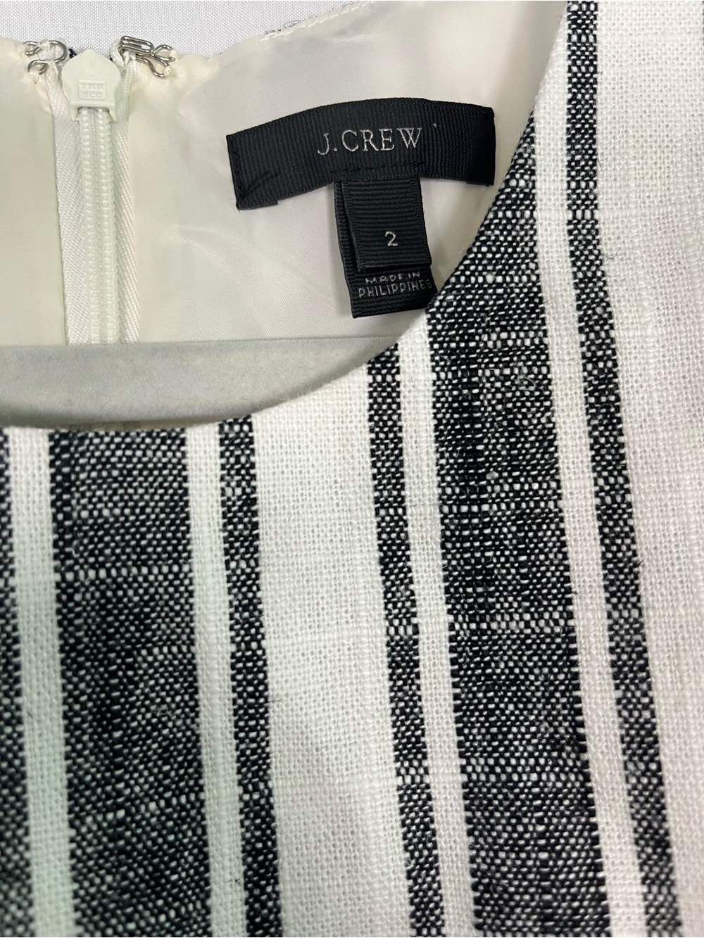 J crew striped linen blend belted fit & flare dress sz 2 coastal Americana - Picture 5 of 11
